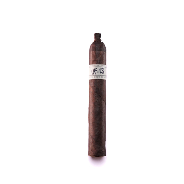 Cigar with a label on a white background