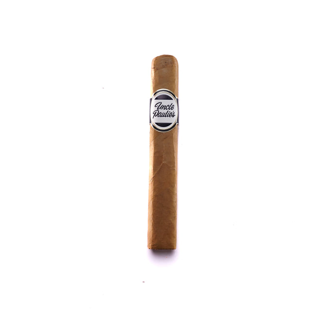 Cigar with a label on a white background