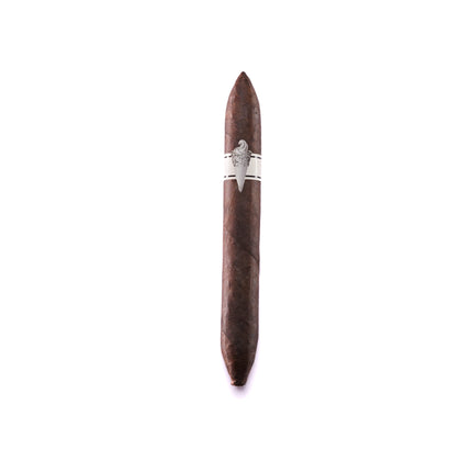 Brown pen with silver clip on a white background