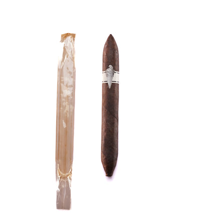 Cigar and its packaging on a white background
