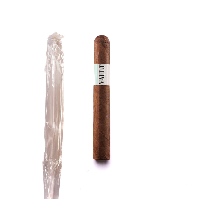 Cigar and a rolled-up cigarette on a white background