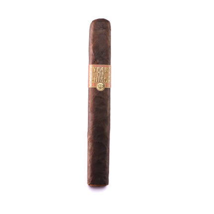 Cigar with a visible brand label on a white background