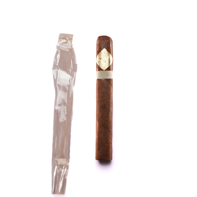 Cigar and its packaging on a white background
