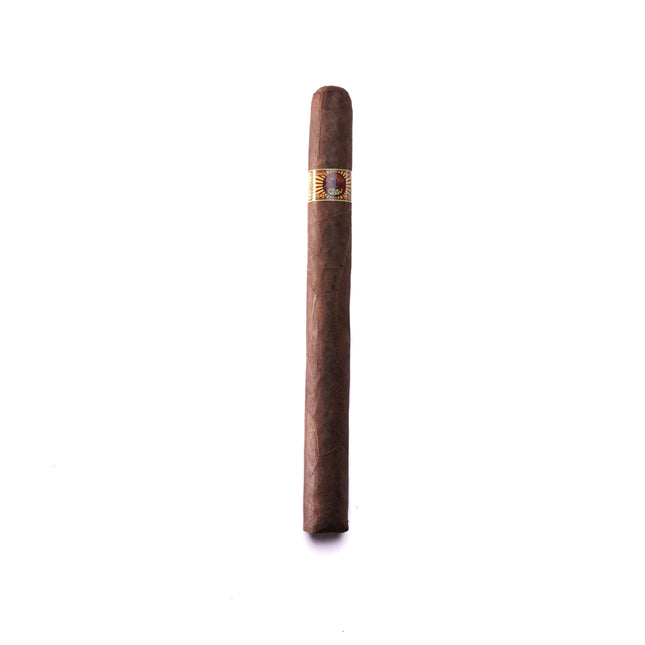 Cigar with a gold band on a white background