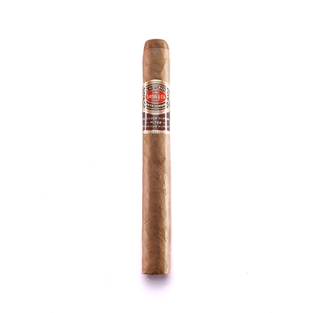 Cigar with a label on a white background