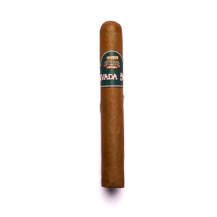 Cigar with a label on a white background
