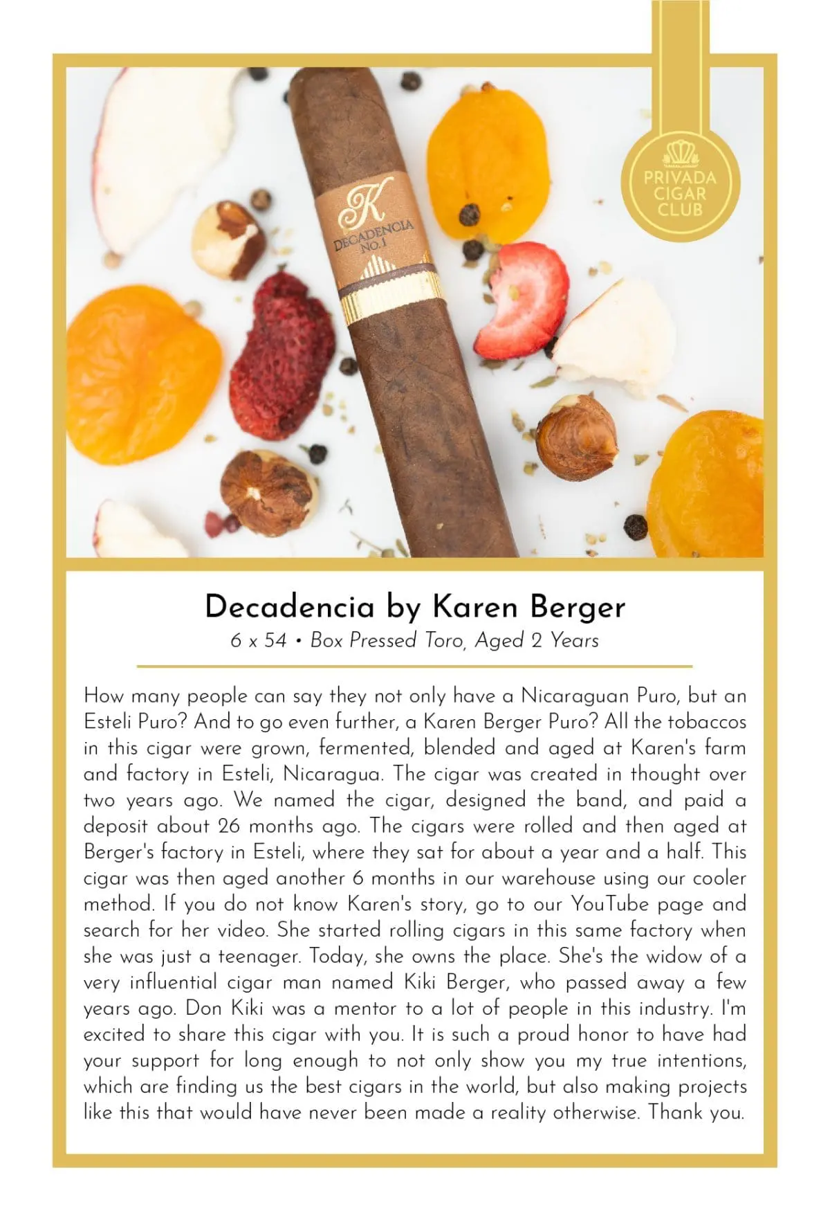 Decadencia-Taste Card
