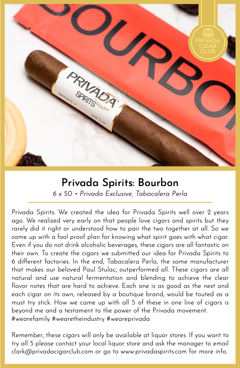 Privada Spirits: Bourbon Taste Card