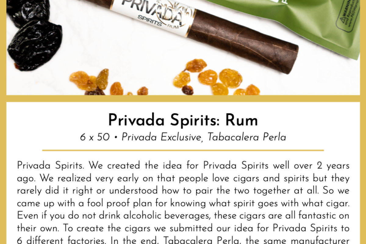 Privada Spirits: Rum Taste Card