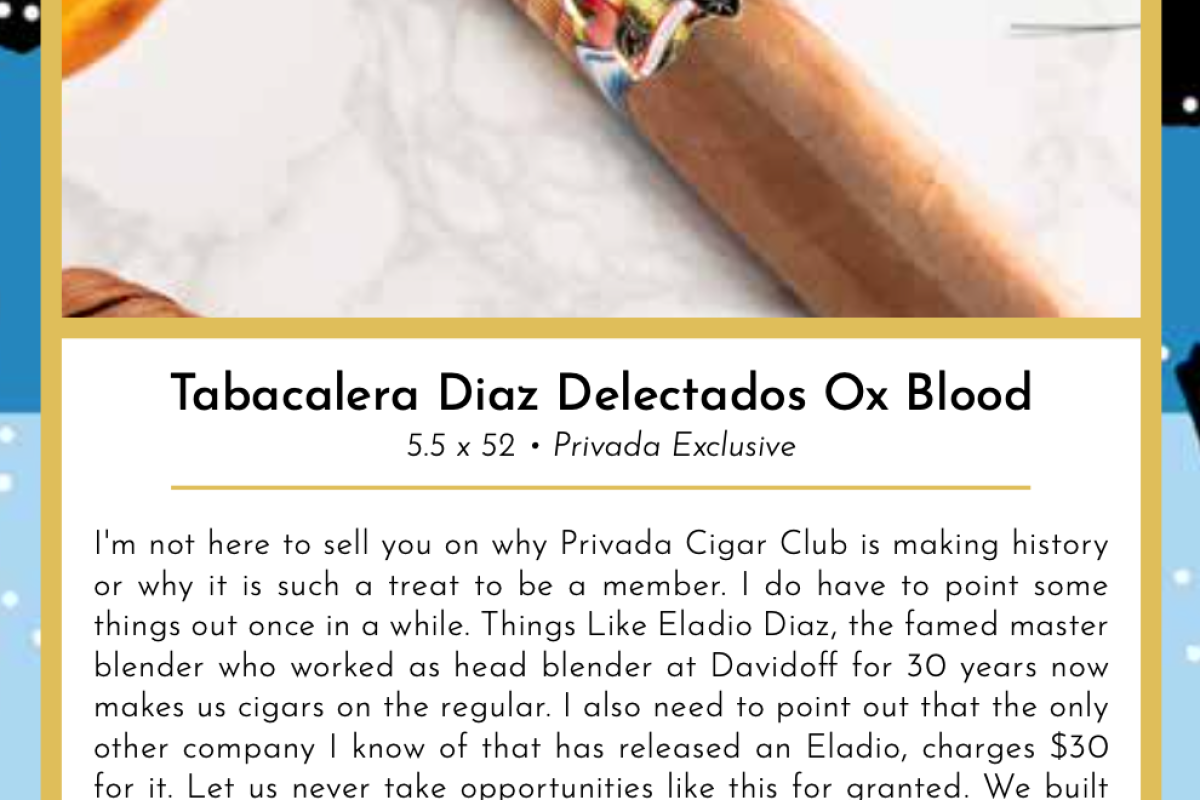 Tabacalera Diaz Delectados Ox Blood Taste Card