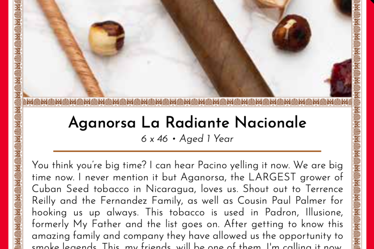 Aganorsa La Radiante Nacionale Taste Card