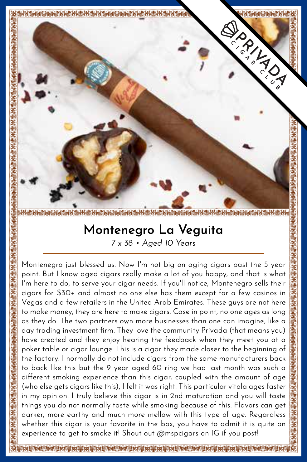 Montenegro La Veguita Taste Card