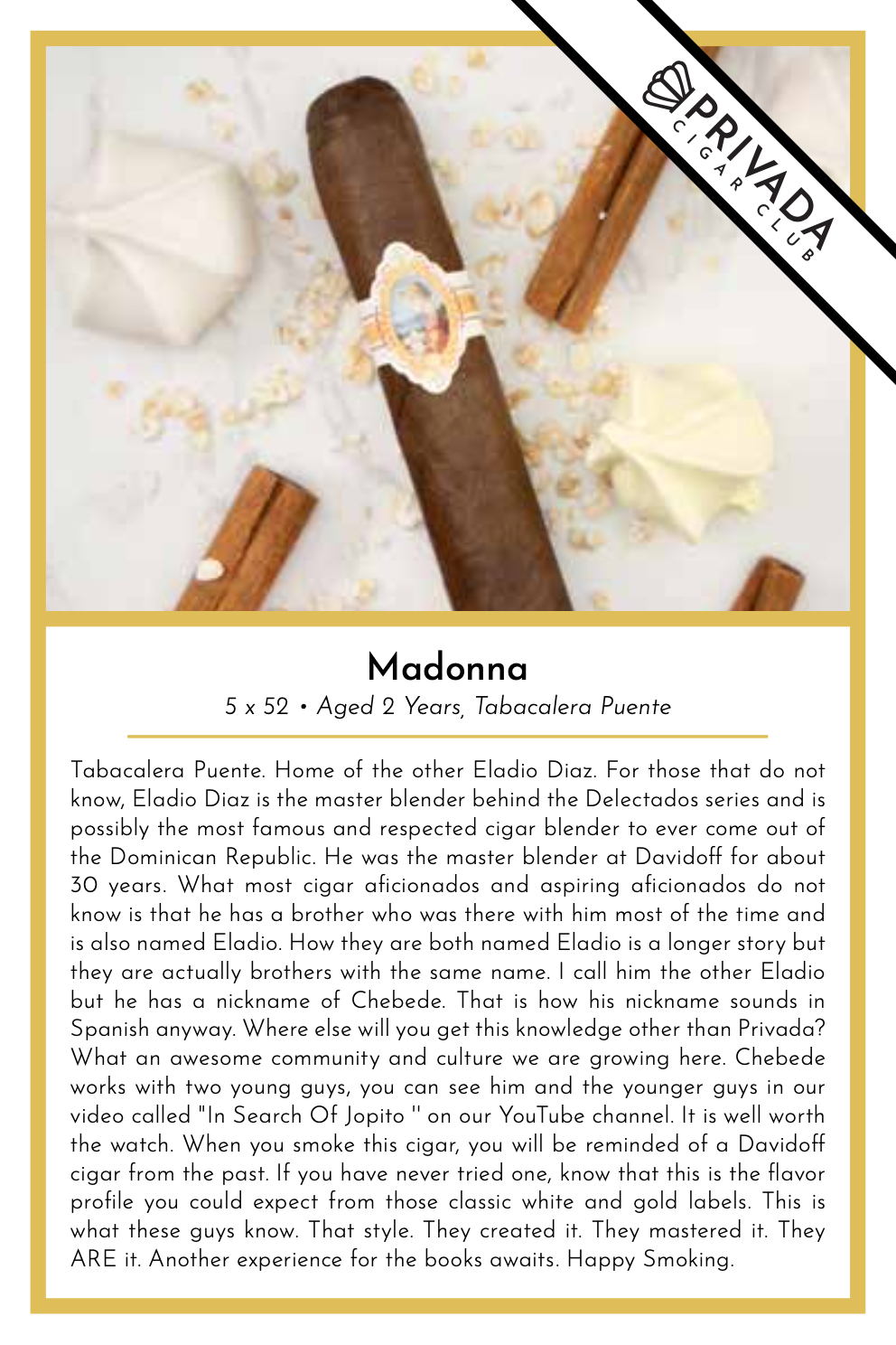 Madonna Taste Card