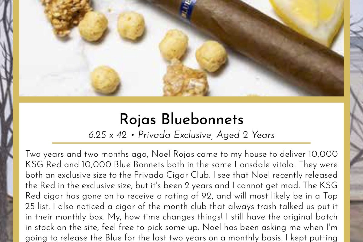 Rojas Bluebonnets Taste Card-6.25x42 Privada Exclusive -Aged 2Years