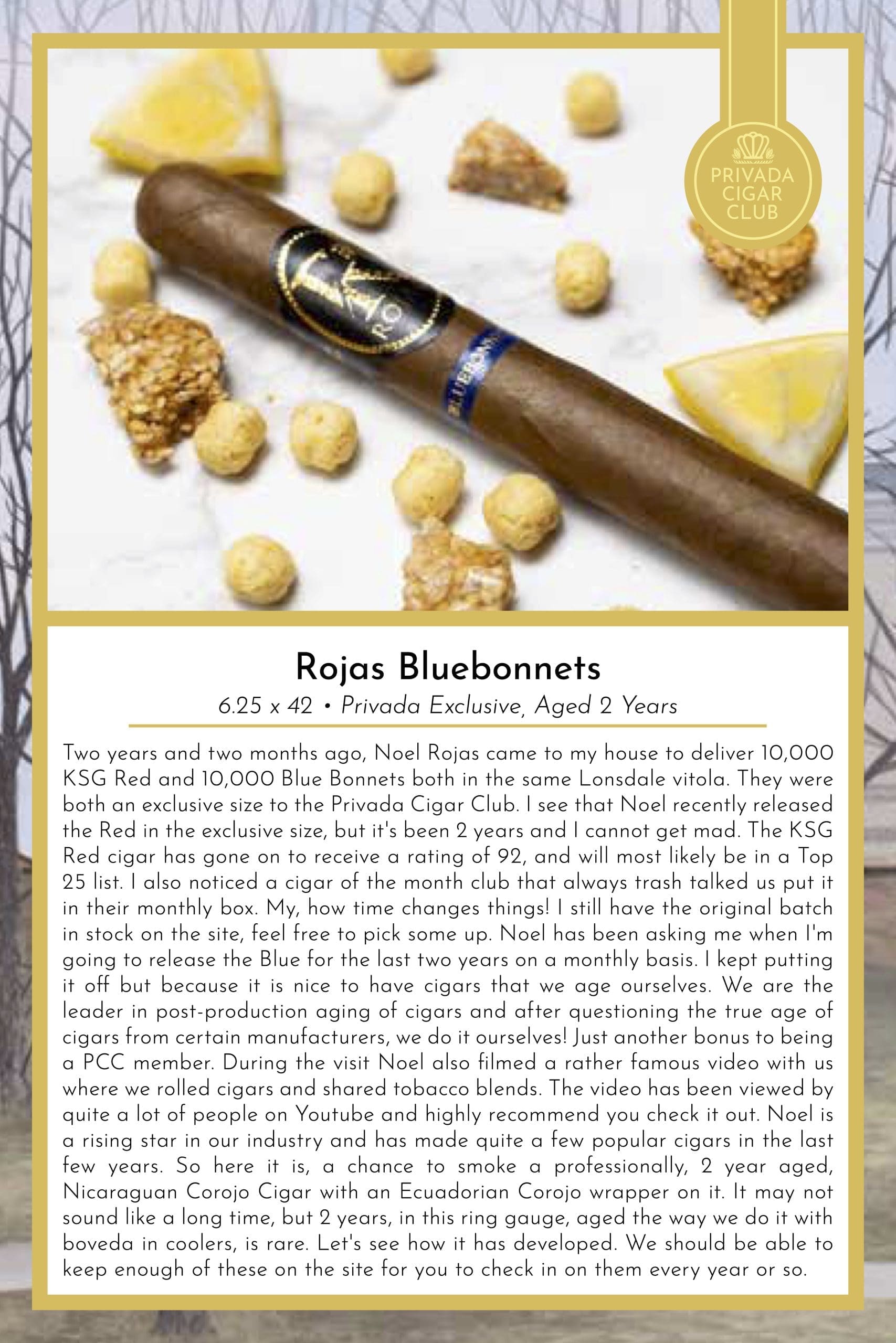 Rojas Bluebonnets Taste Card-6.25x42 Privada Exclusive -Aged 2Years