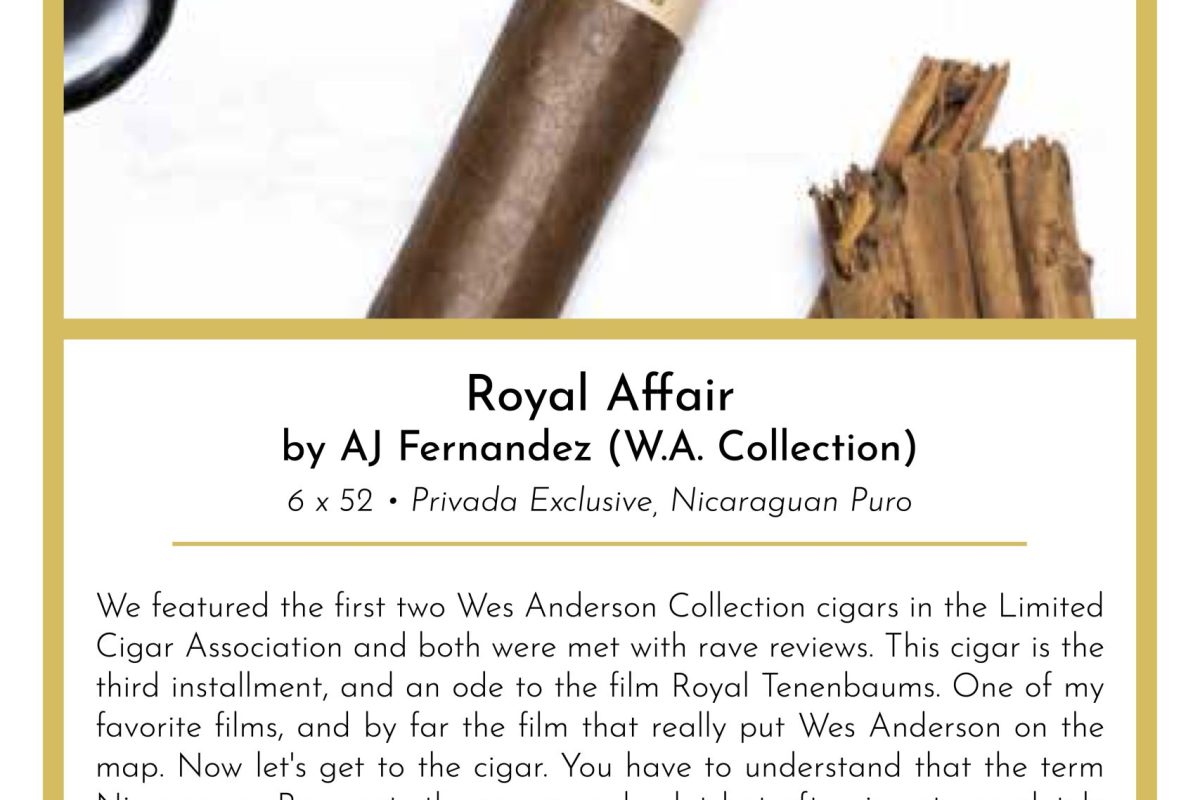 Royal Affair (W.A. Collection) Taste Card 6x52 Privada Exclusive Nicarauguan Puro