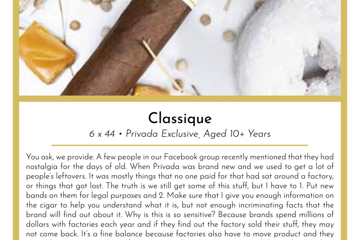 Classique Taste Card