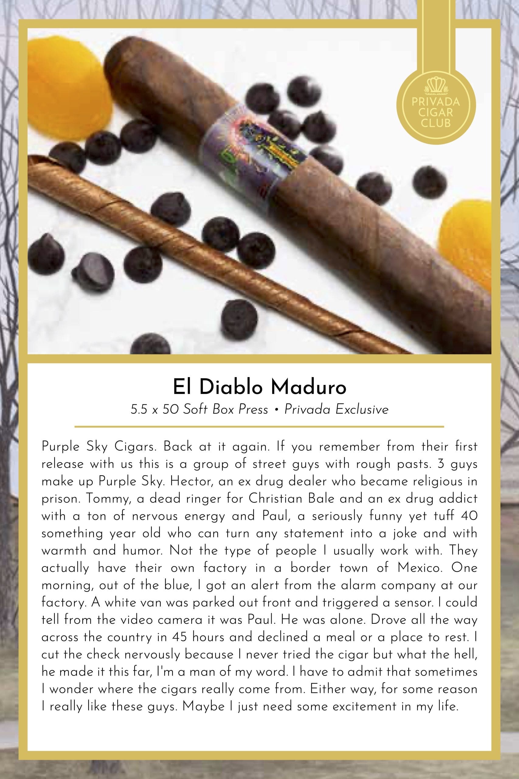 EI Diablo Maduro Taste Card-5.5x50 soft Box Press Privada Exclusive