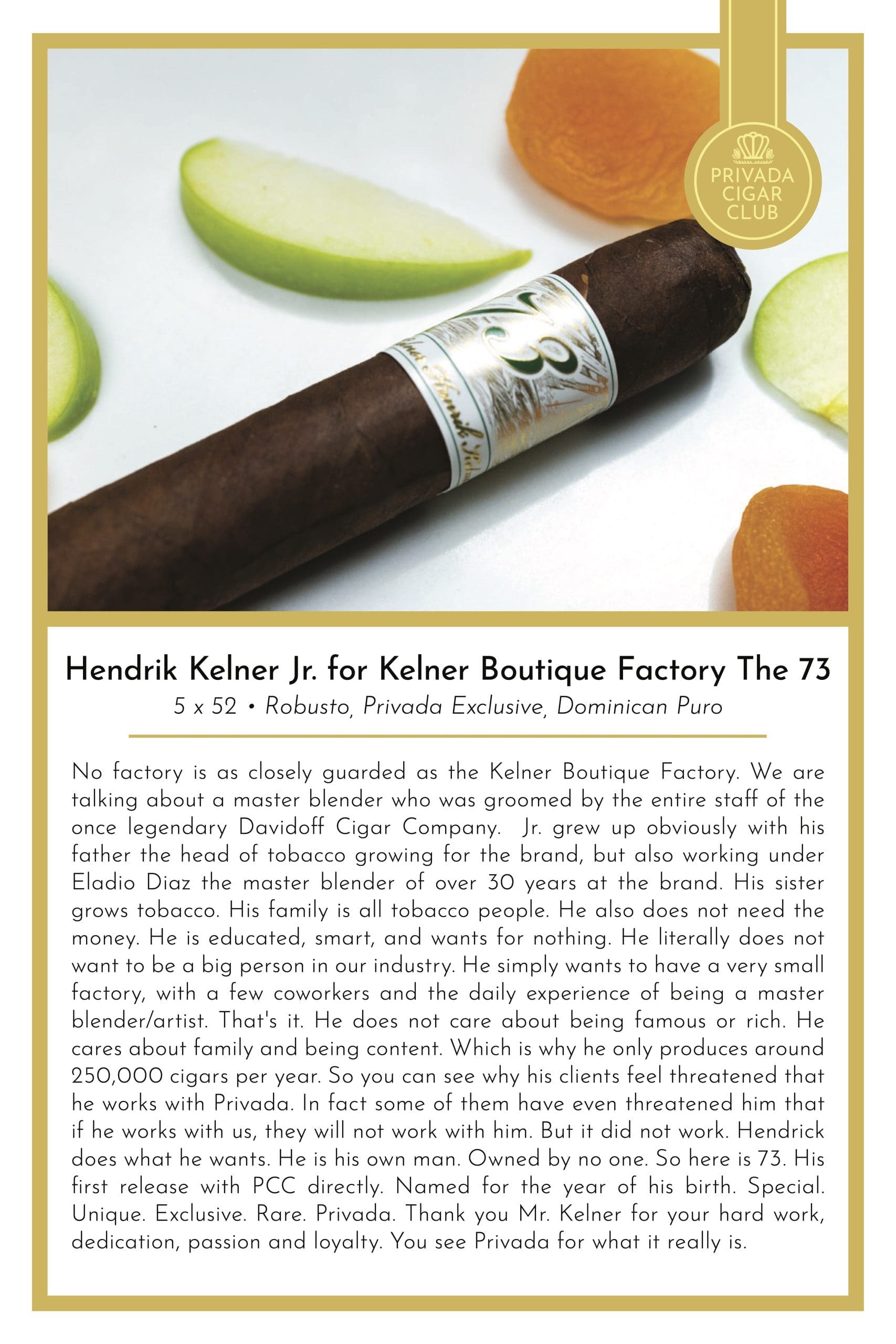 Hendrik Kelner Jr. for Kelner Boutique Factory The 73-Taste Card