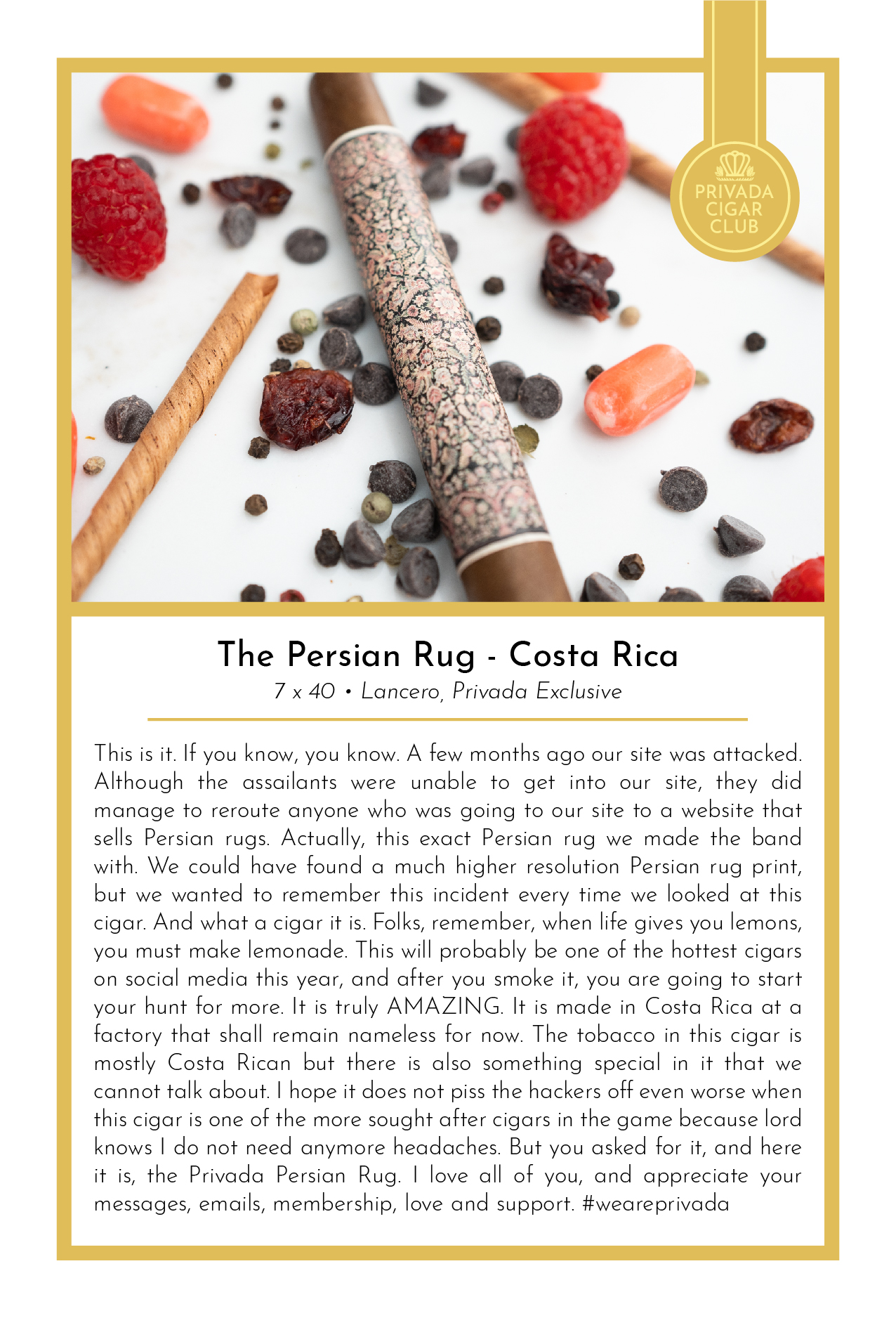 The Persian Rug-Taste Card