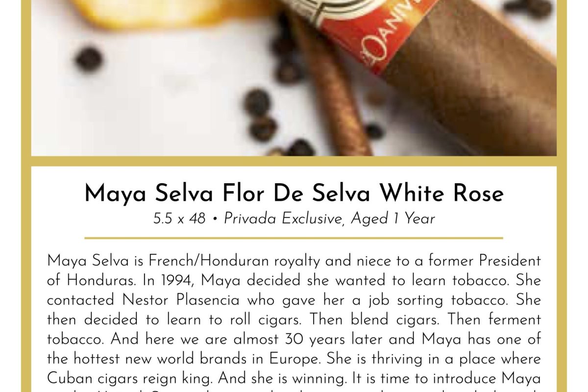 Maya Selva Flor De Selva White Rose Taste Card